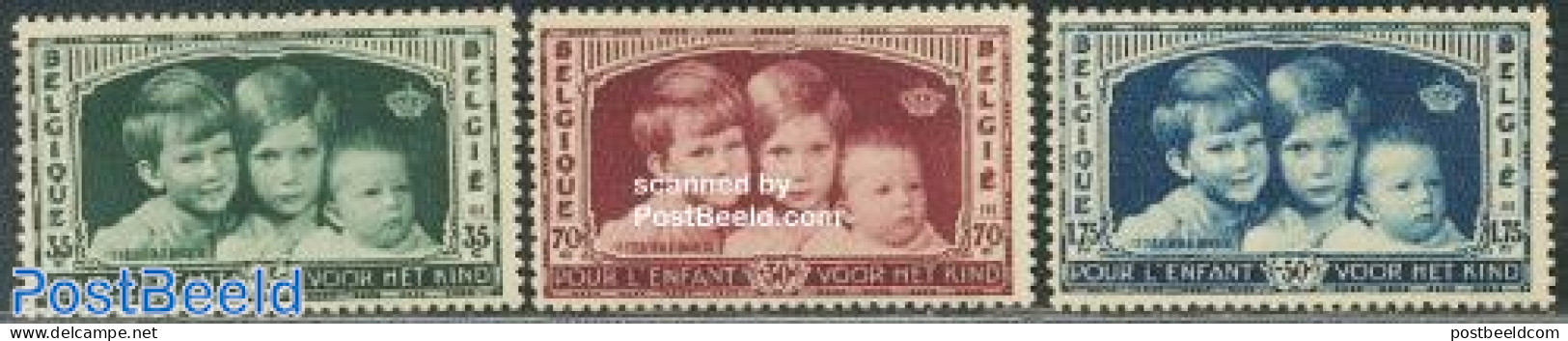 Belgium 1935 National Aid 3v, Unused (hinged), History - Kings & Queens (Royalty) - Nuevos