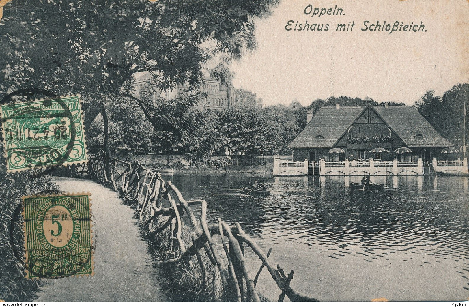 CPA SILESIE - OPPELN OPOLE - Plebiscite 1921 - Eishaus Mit Schlossteich Barques, étang Du Château - Cachet 29 Avril 1921 - Pologne