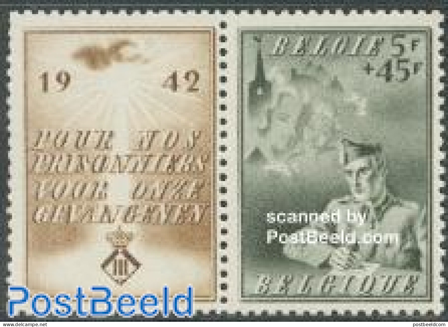 Belgium 1942 War Prisoners 1v+tab, Mint NH, History - Militarism - World War II - Unused Stamps