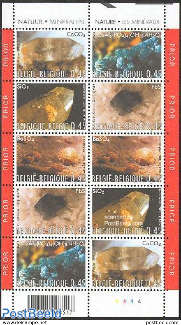 Belgium 2003 Minerals 2x5v M/s, Mint NH, History - Geology - Nuovi