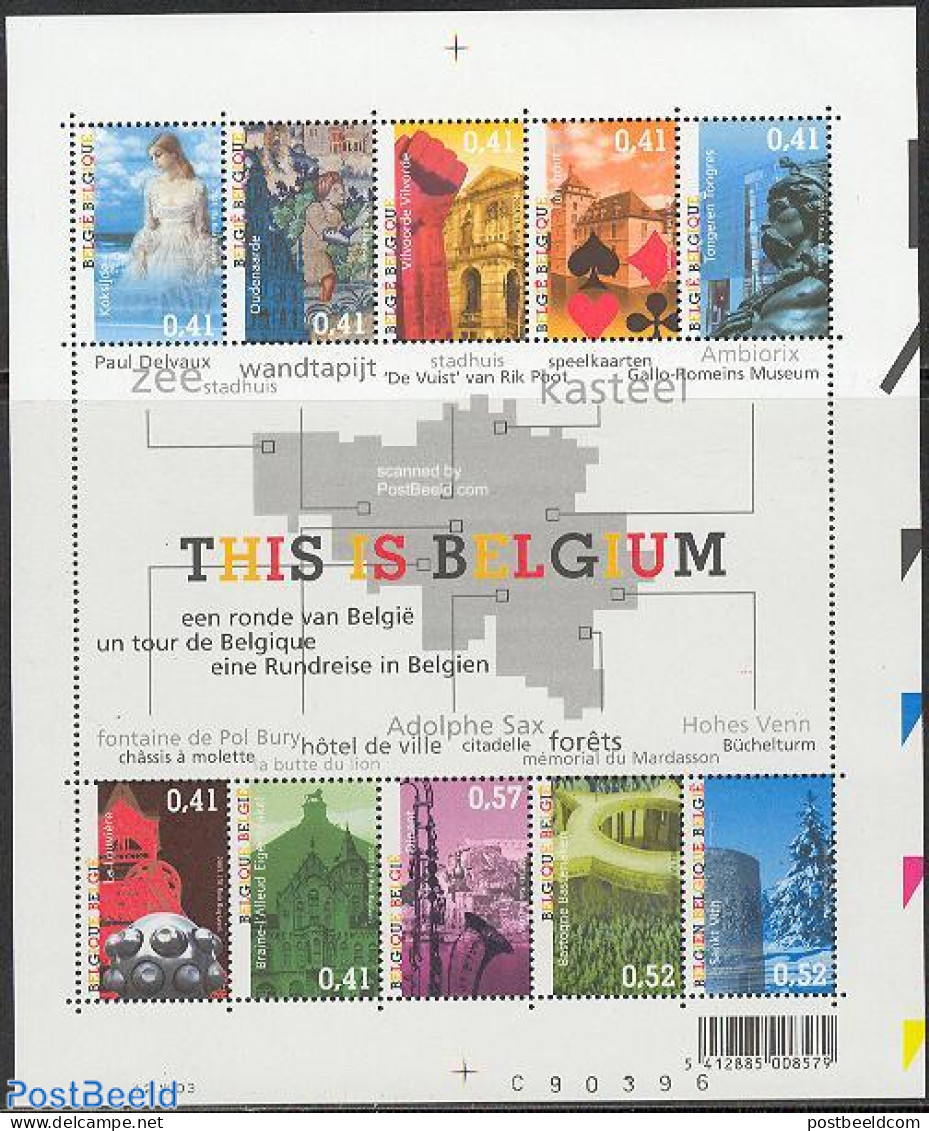 Belgium 2003 This Is Belgium 10v M/s, Mint NH, Performance Art - Sport - Various - Music - Playing Cards - Tourism - A.. - Ungebraucht