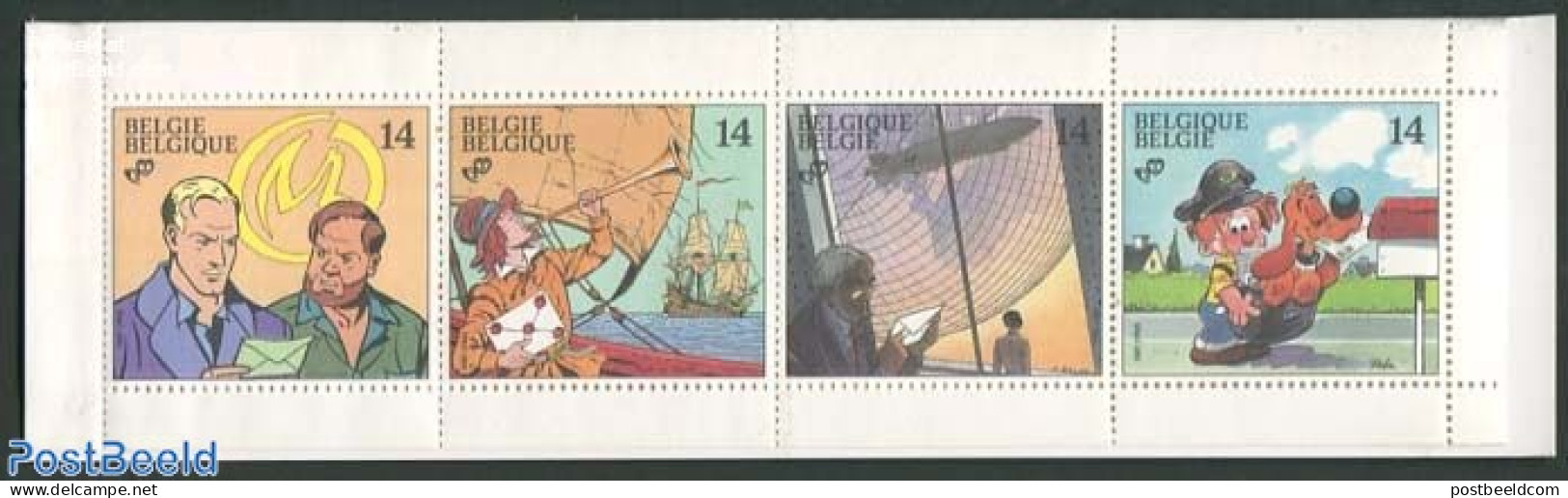 Belgium 1991 Youth Philately, Comics 4v In Booklet, Mint NH, Nature - Transport - Dogs - Stamp Booklets - Ships And Bo.. - Nuovi