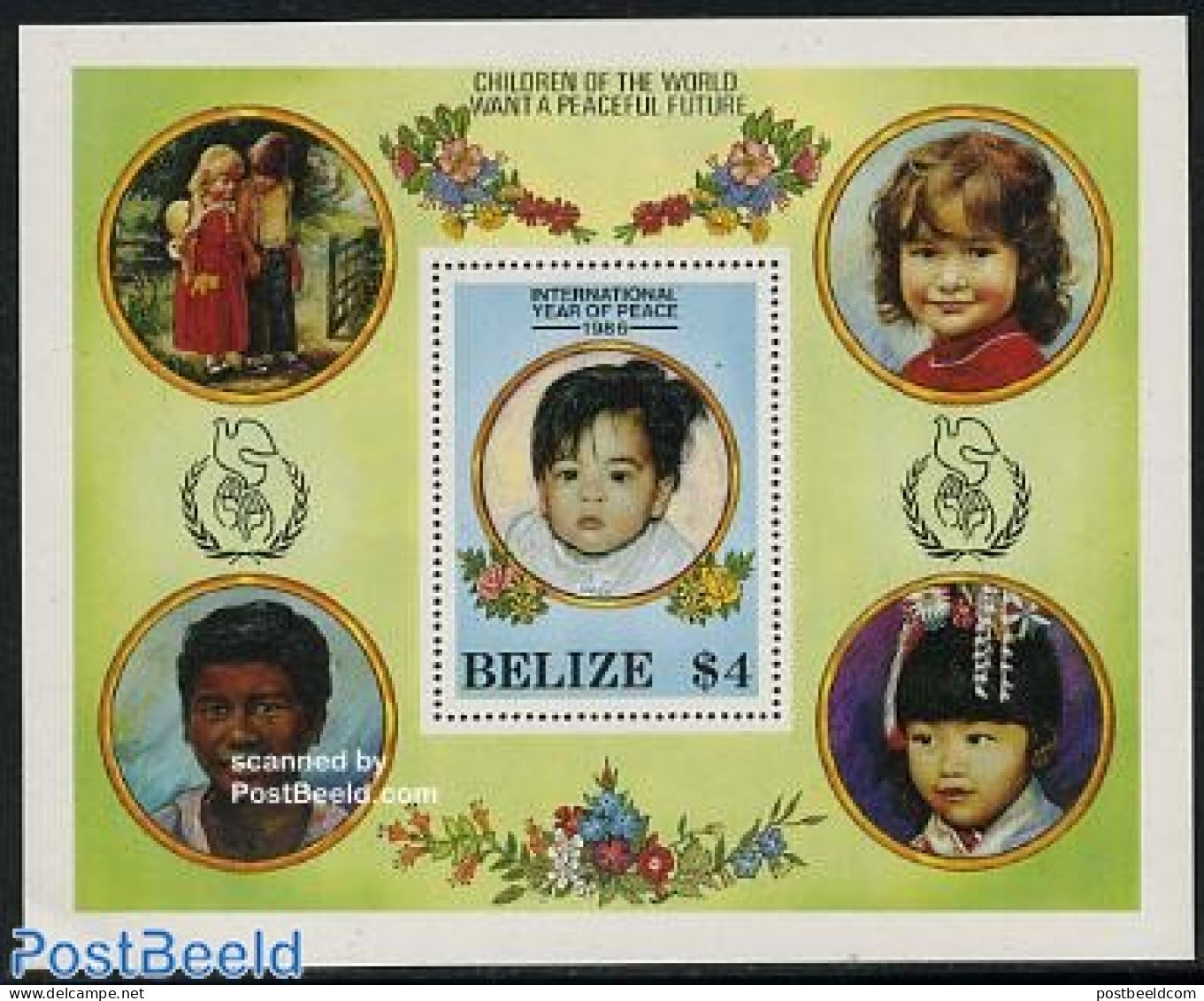 Belize/British Honduras 1986 International Year Of Peace S/s, Mint NH, History - Peace - Honduras Britannico (...-1970)
