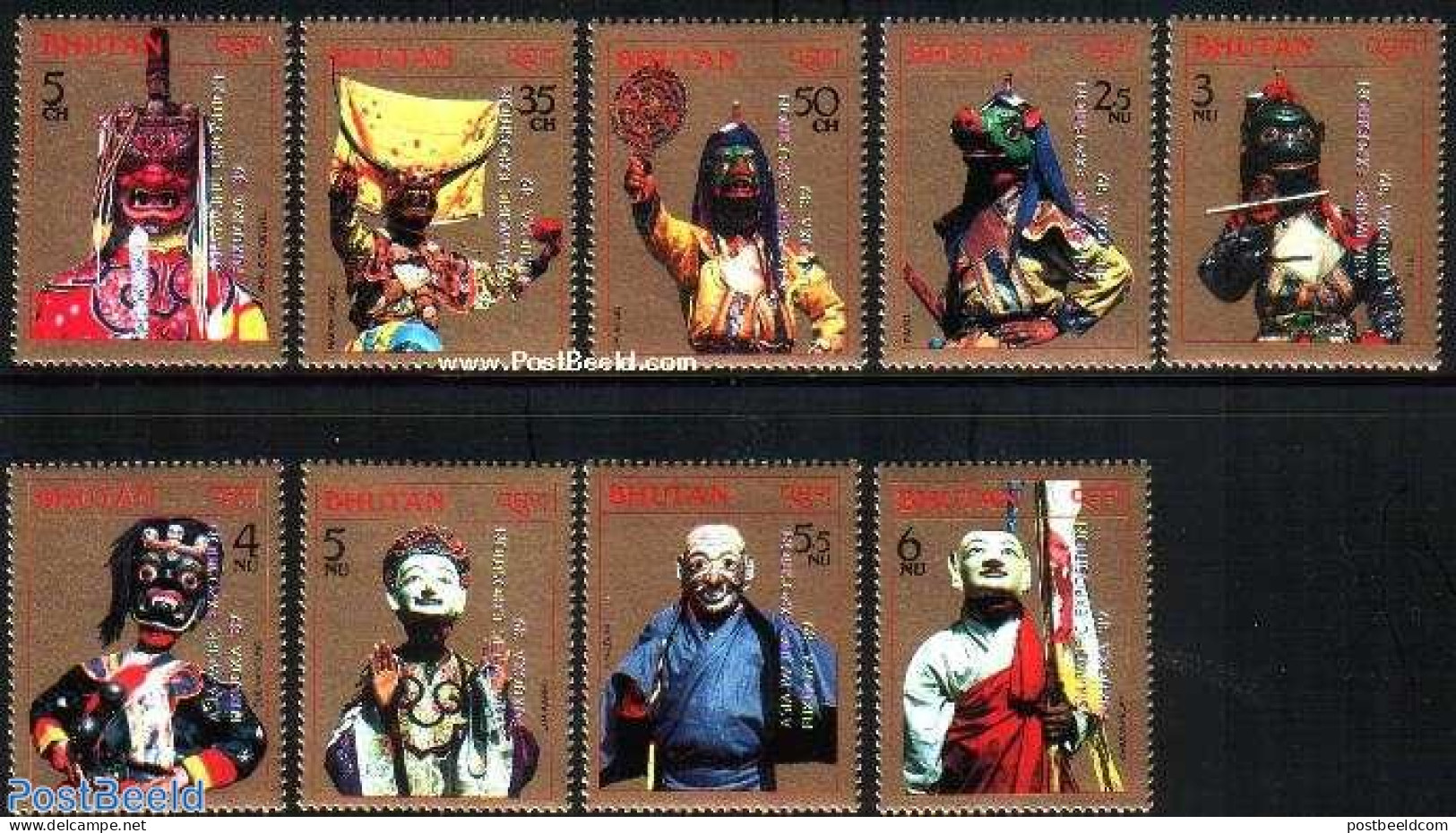 Bhutan 1989 Asia Pacific Exposition 9v, Overprints, Mint NH, Various - Folklore - Bhoutan