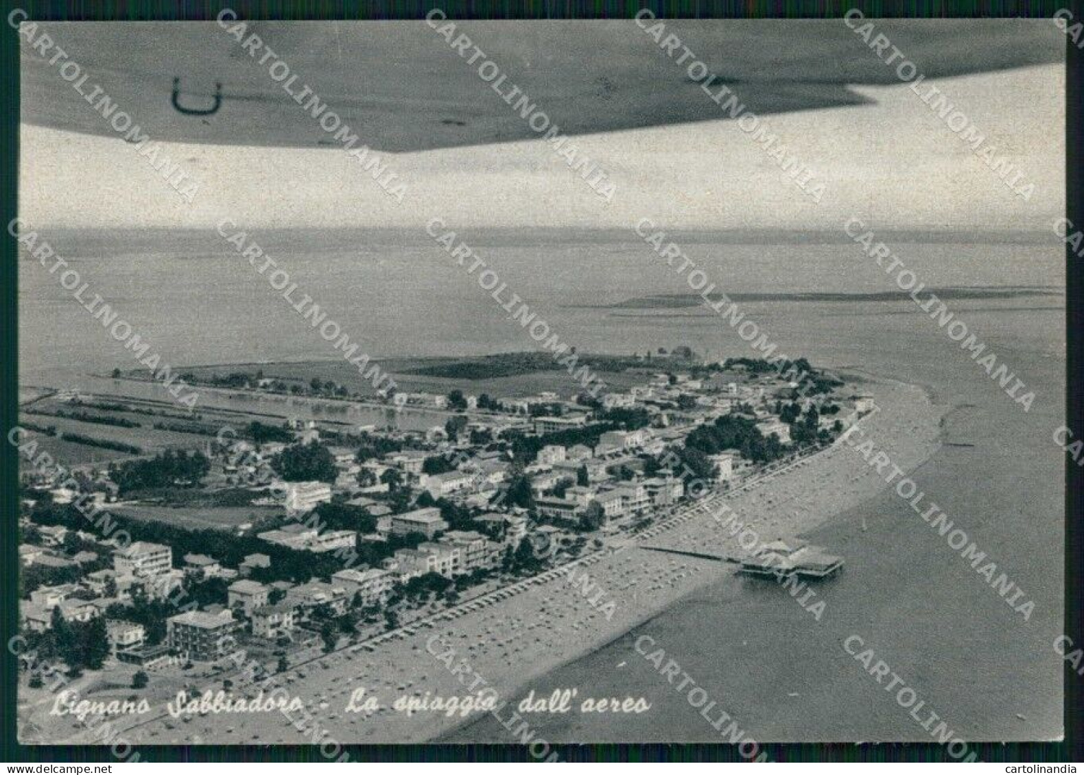 Udine Lignano Sabbiadoro Spiaggia Vista Dall'Aereo FG Cartolina RT4365 - Udine