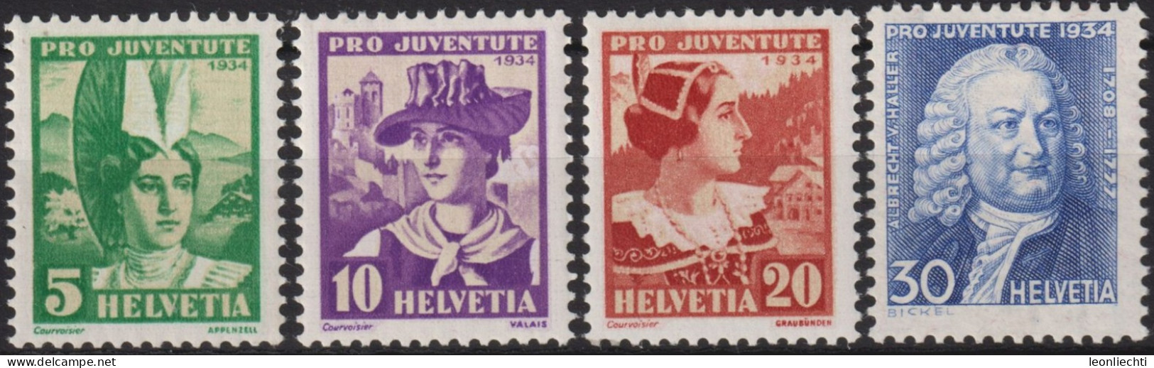 1934 Schweiz / Pro Juventute ** Mi:CH 281-284, Yt:CH 278-281, Zum:CH J69-J72,  Frauenfrachten Und Albrecht Von Haller - Nuevos