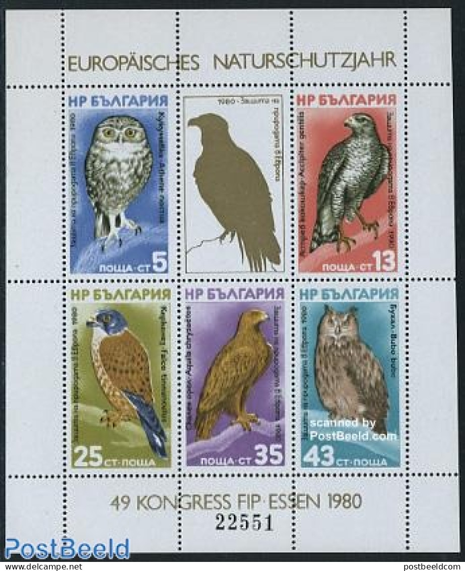 Bulgaria 1980 European Nature Conservation S/s, Mint NH, History - Nature - Europa Hang-on Issues - Birds - Birds Of P.. - Unused Stamps