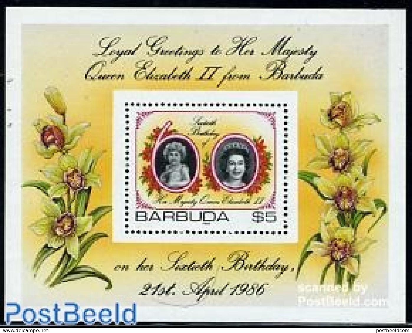 Barbuda 1986 Queens Birthday S/s, Mint NH, History - Kings & Queens (Royalty) - Royalties, Royals