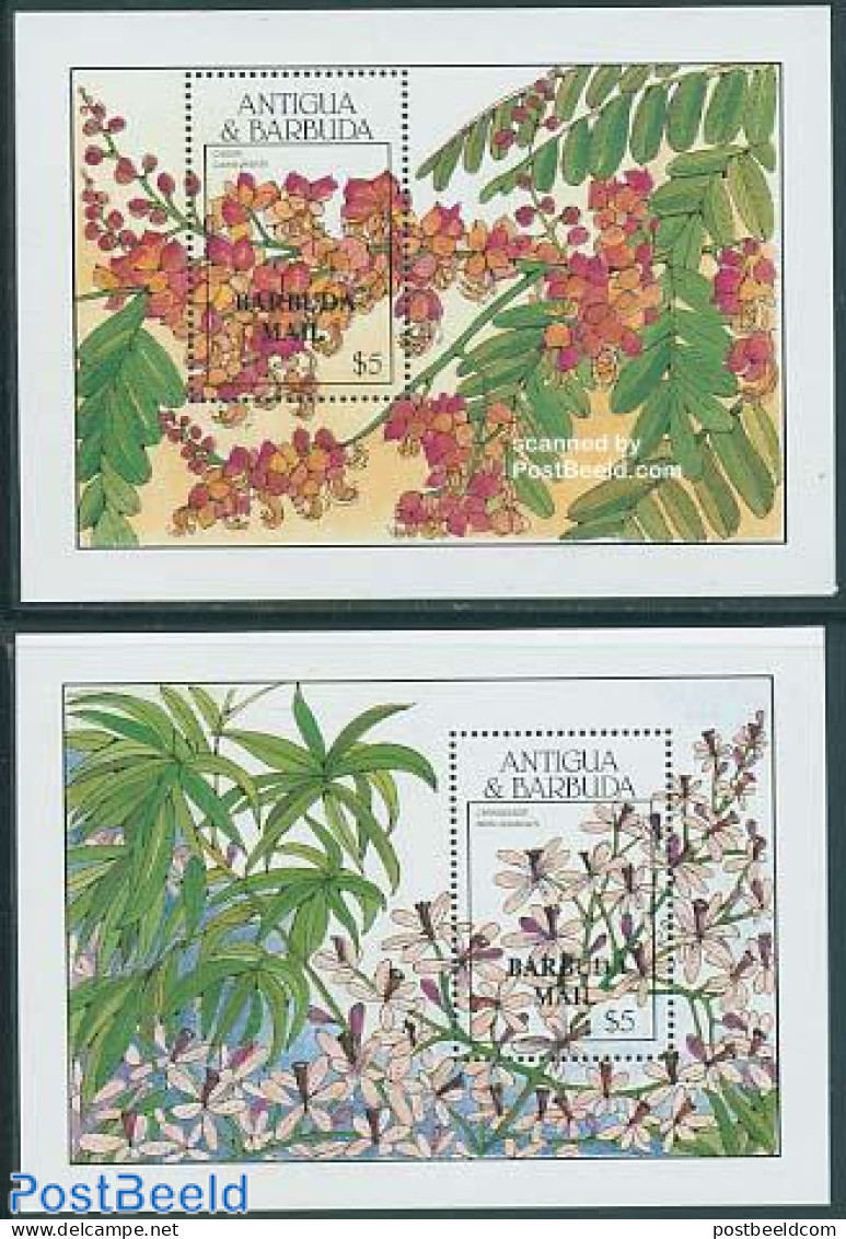 Barbuda 1988 Flowers 2 S/s, Mint NH, Nature - Flowers & Plants - Barbuda (...-1981)