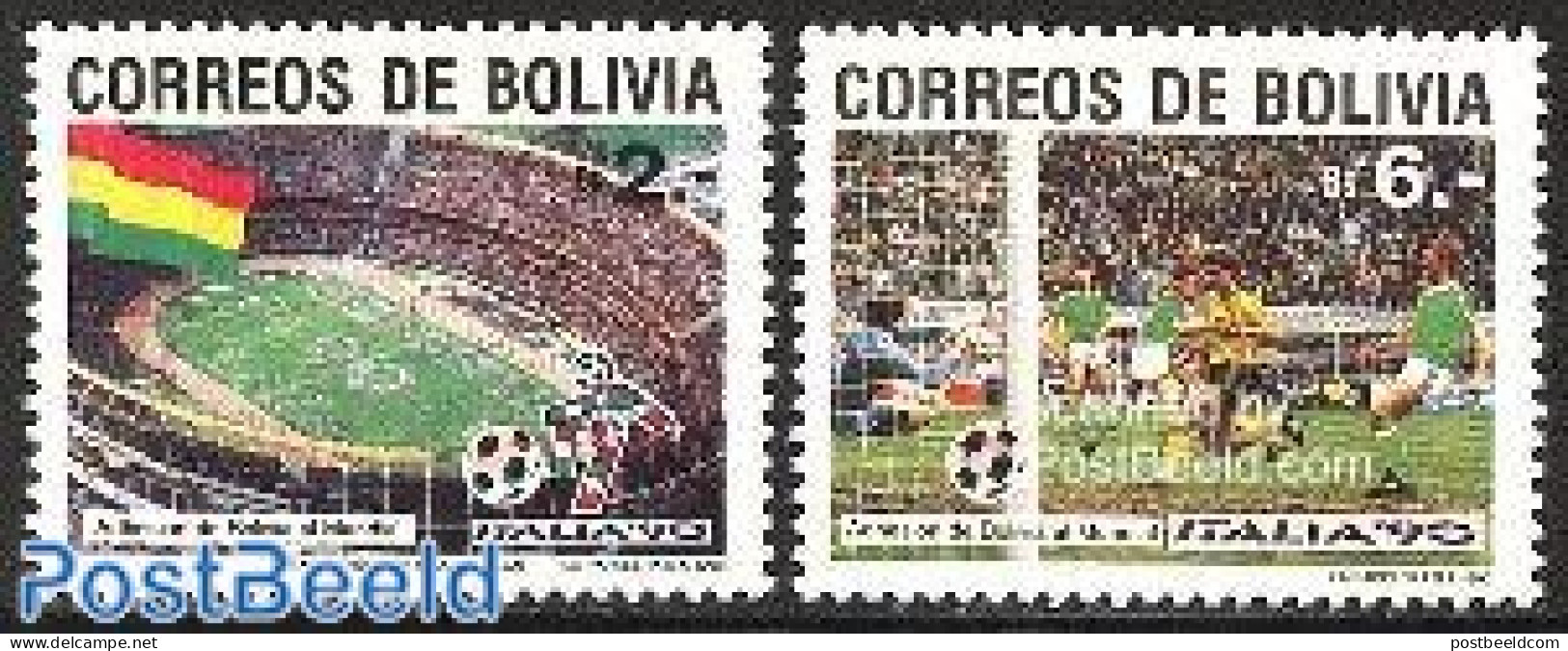 Bolivia 1990 World Cup Football 2v, Mint NH, Sport - Football - Bolivia