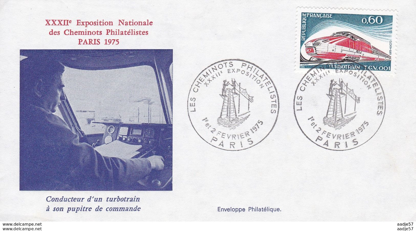 Frankreich France Spec Canc 01.02.1975 12 Congres Des Cheminots Paris - Trenes