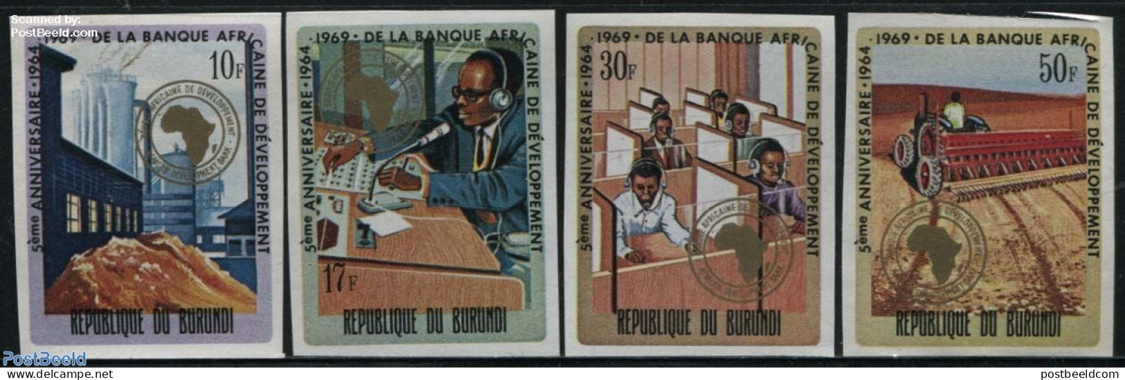 Burundi 1969 African Development Bank 4v Imperforated, Mint NH, Various - Agriculture - Banking And Insurance - Industry - Agricoltura