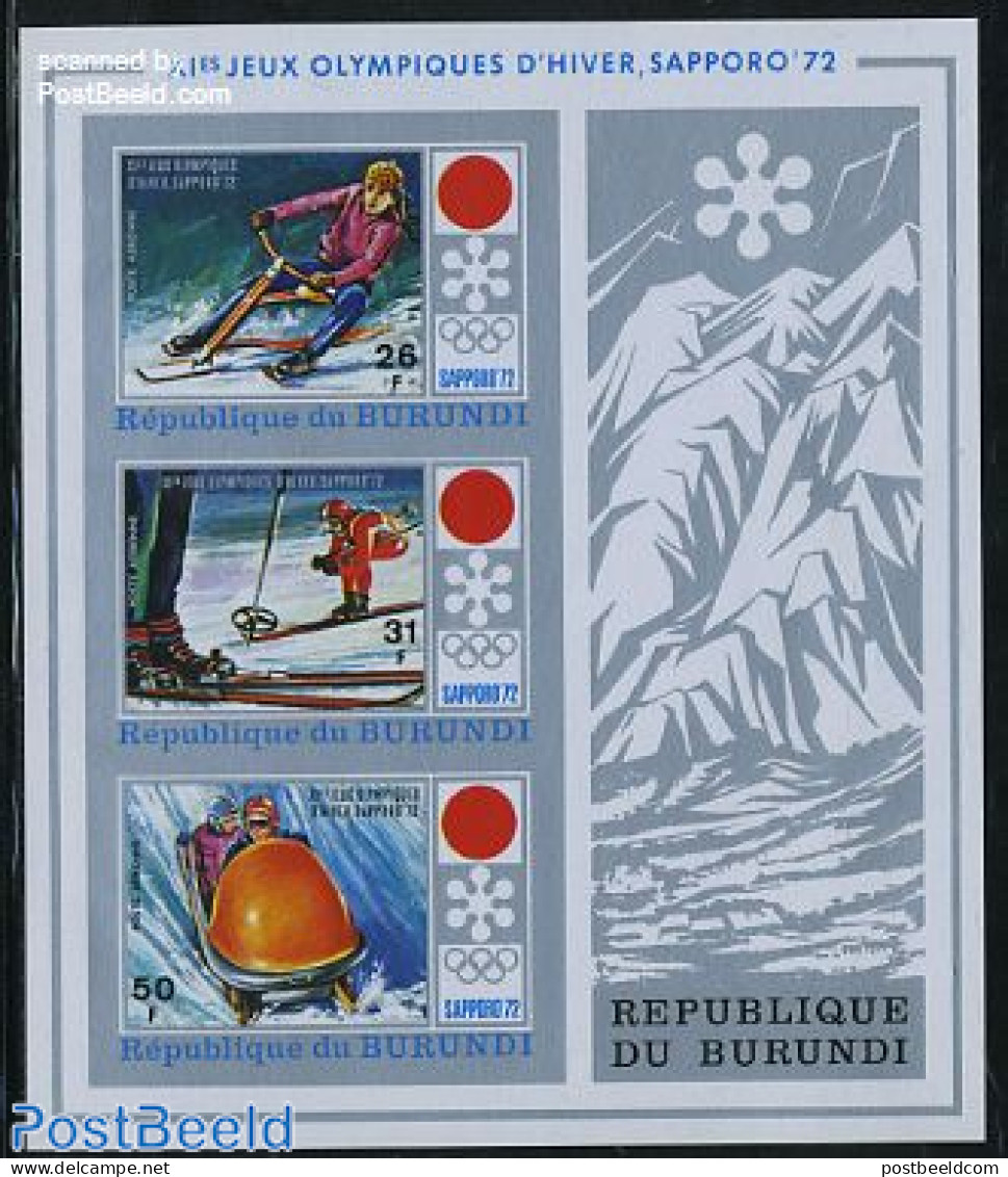 Burundi 1972 Olympic Winter Games S/s Imperforated, Mint NH, Sport - (Bob) Sleigh Sports - Olympic Winter Games - Skiing - Invierno