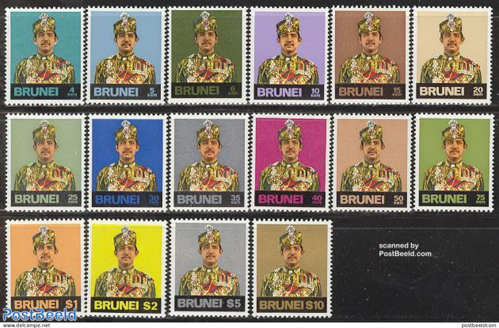 Brunei 1974 Definitives 16v, Mint NH - Brunei (1984-...)