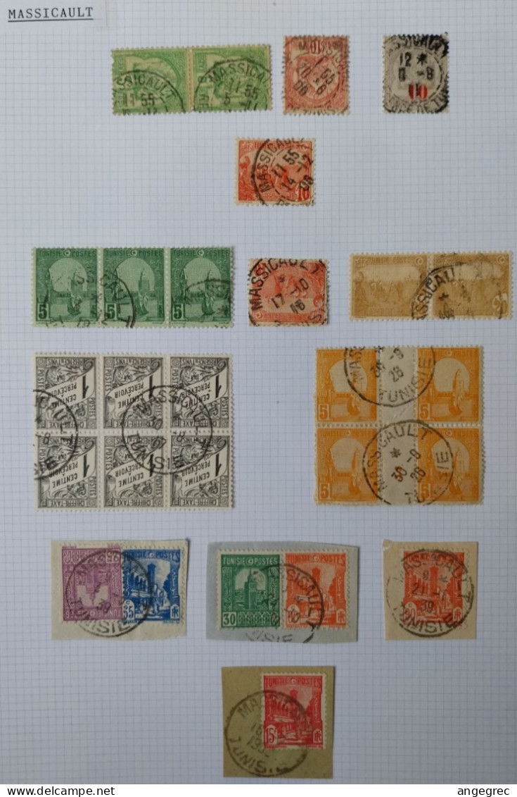 Tunisie Lot Timbre Oblitération Choisies Massicault  Dont  Fragment, Et Millésime   à Voir - Used Stamps