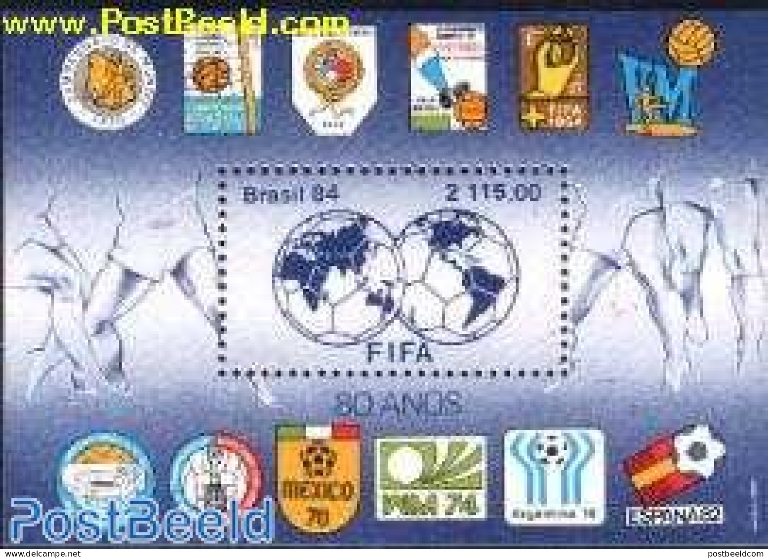 Brazil 1984 FIFA S/s, Mint NH, Sport - Various - Football - Maps - Unused Stamps