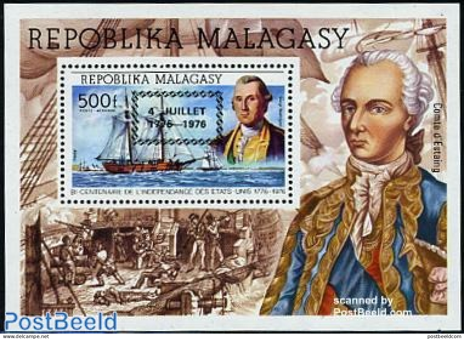 Madagascar 1976 US Bicentenary S/s, Mint NH, History - Transport - US Bicentenary - Ships And Boats - Schiffe