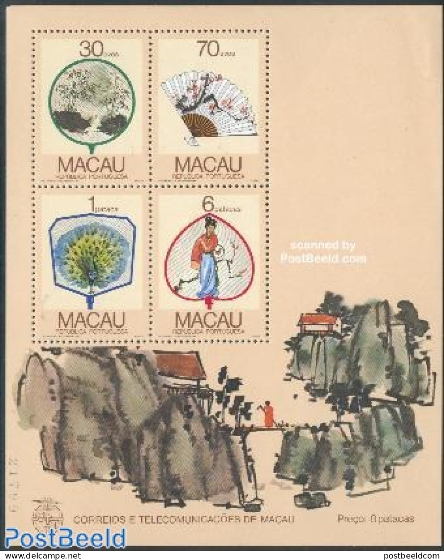 Macao 1987 Fans S/s, Mint NH, Art - Art & Antique Objects - Fans - Unused Stamps