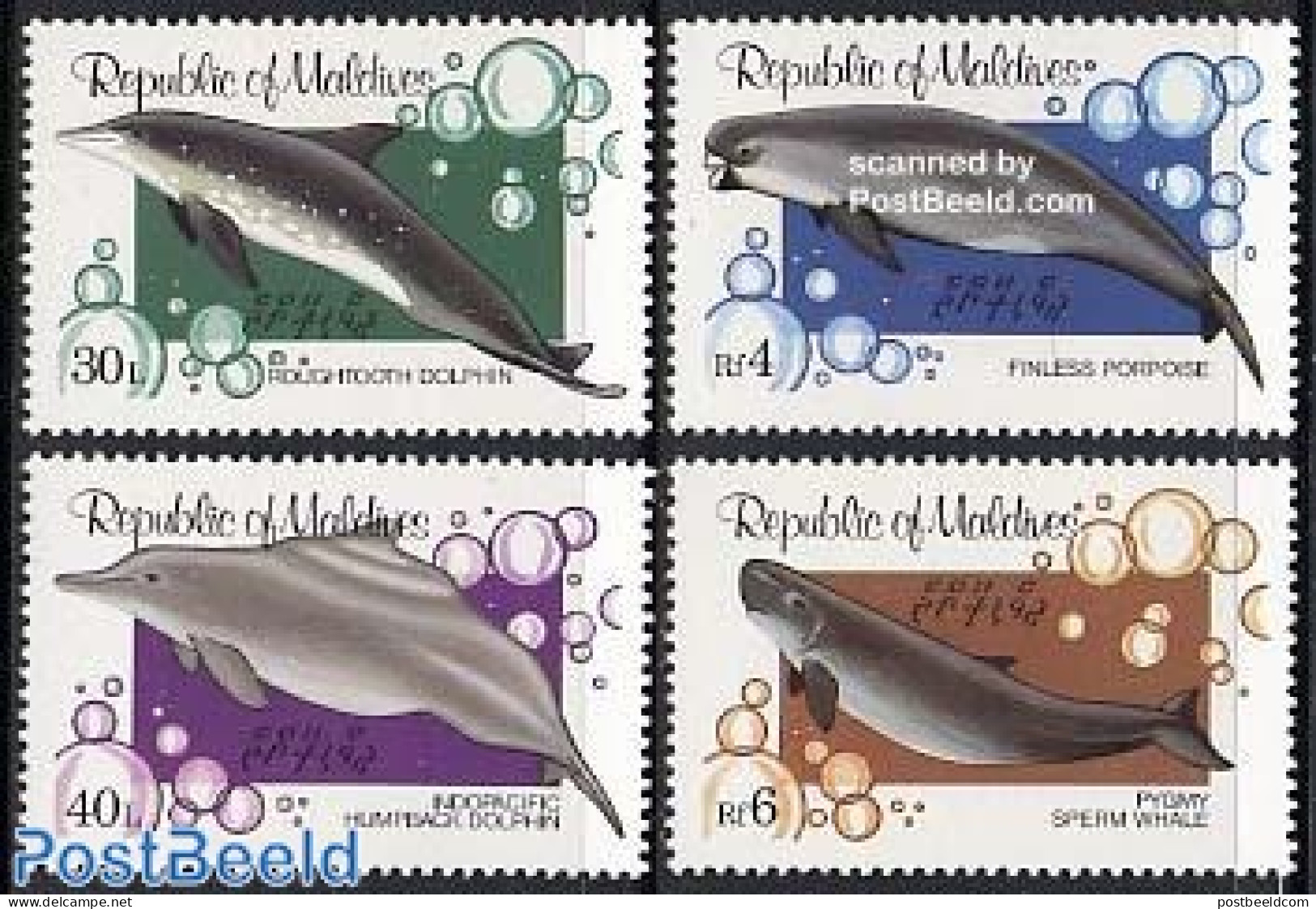 Maldives 1983 Whales & Dolphins 4v, Mint NH, Nature - Sea Mammals - Maldiven (1965-...)