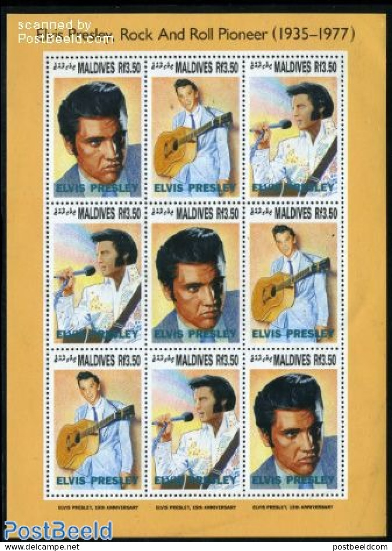 Maldives 1993 Elvis Presley M/s, Mint NH, Performance Art - Elvis Presley - Music - Popular Music - Elvis Presley