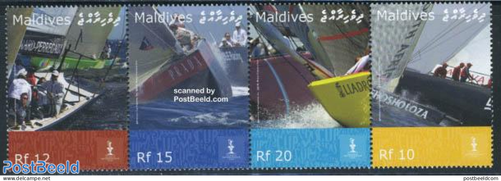 Maldives 2007 Americas Cup 4v [:::], Mint NH, Sport - Transport - Sailing - Ships And Boats - Voile