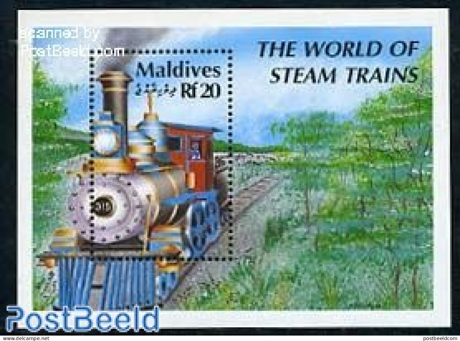 Maldives 1990 Steam Locomotive S/s, American Standard 315, Mint NH, Transport - Railways - Trenes