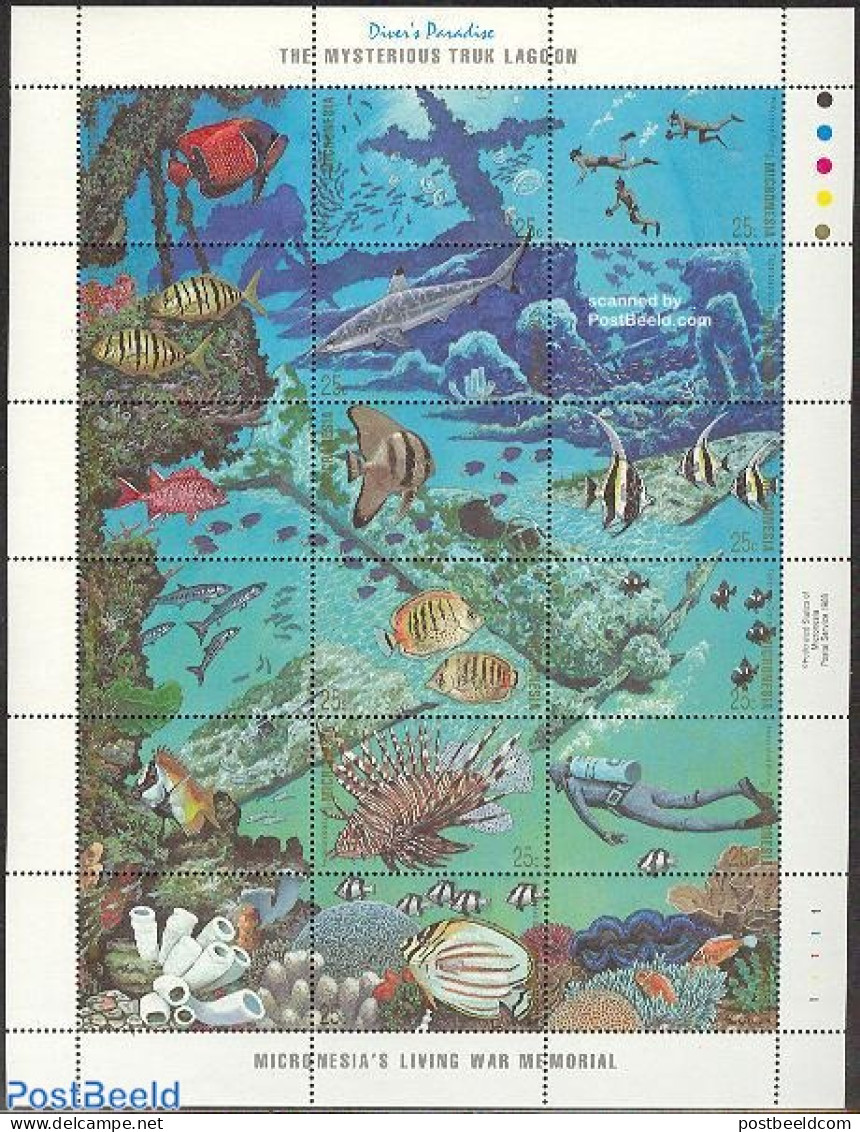 Micronesia 1988 Truk Lagune 18v M/s, Mint NH, Nature - Sport - Fish - Diving - Sharks - Fische