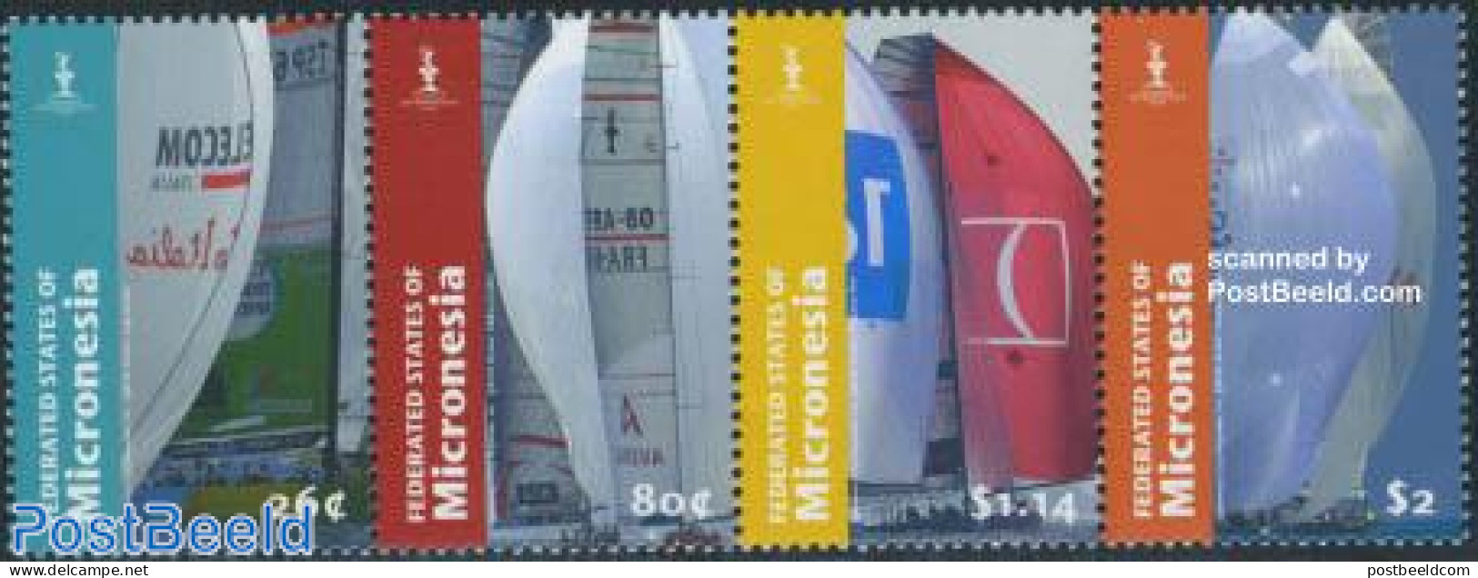 Micronesia 2007 Americas Cup 4v [:::], Mint NH, Sport - Transport - Sailing - Ships And Boats - Segeln