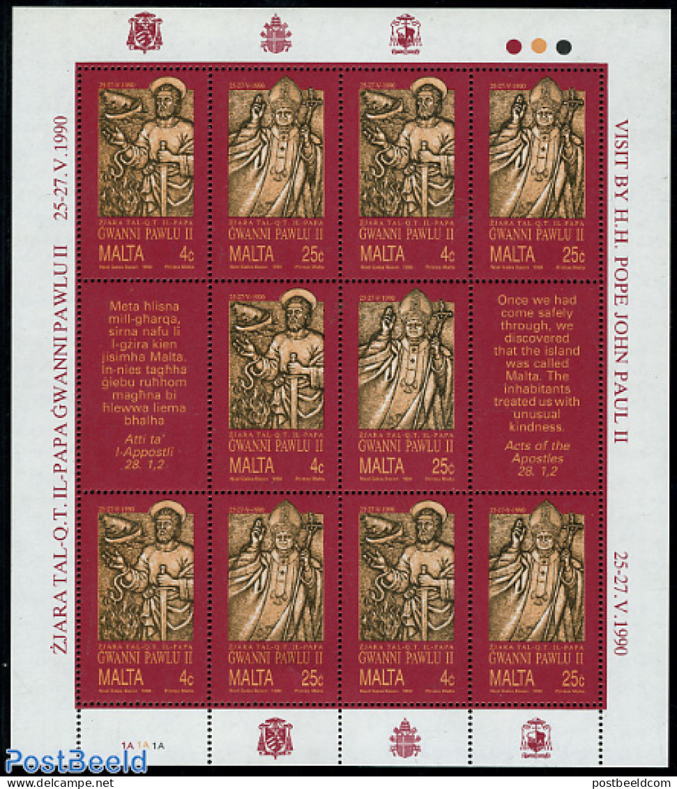 Malta 1990 Popes Visit M/s With 5 Sets, Mint NH, Religion - Pope - Religion - Papi