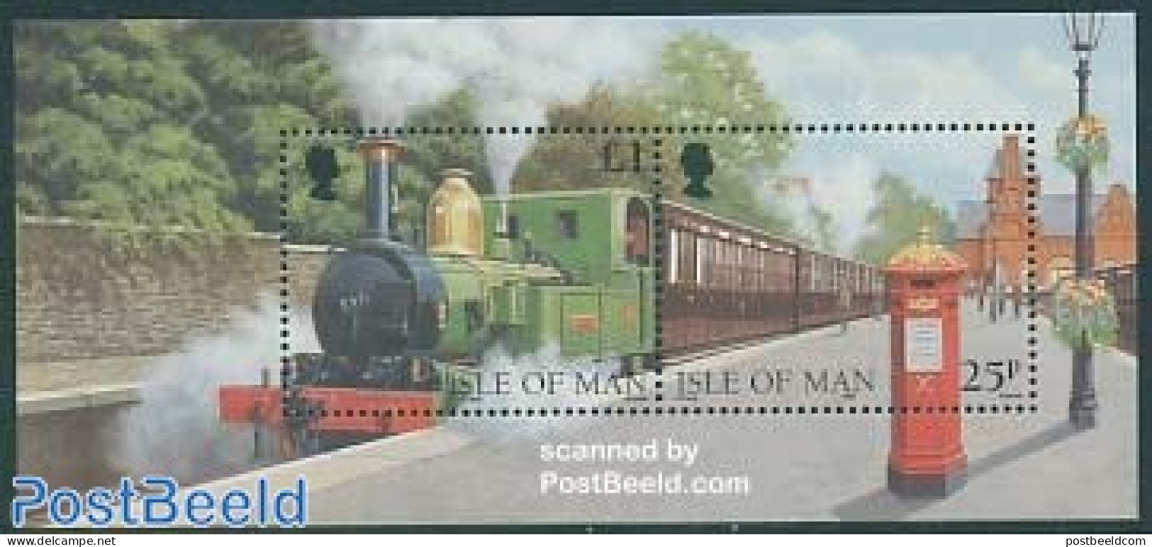 Isle Of Man 1998 125 Years Railways S/s, Mint NH, Transport - Mail Boxes - Railways - Post