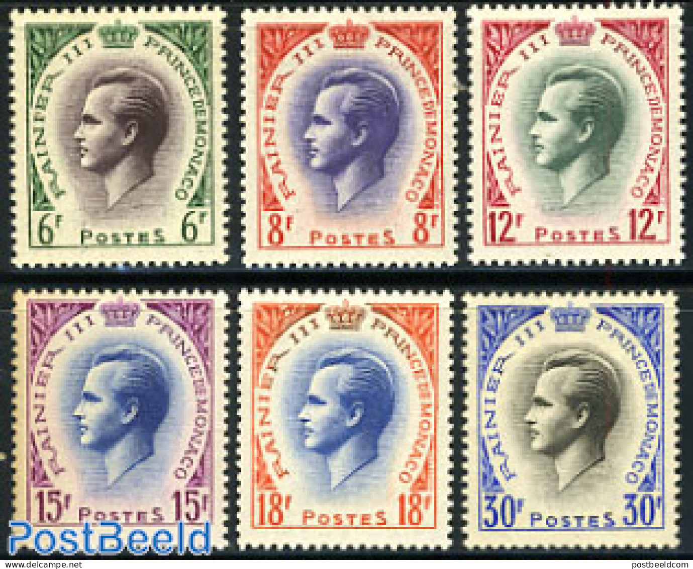 Monaco 1955 Definitives 6v, Mint NH - Nuovi
