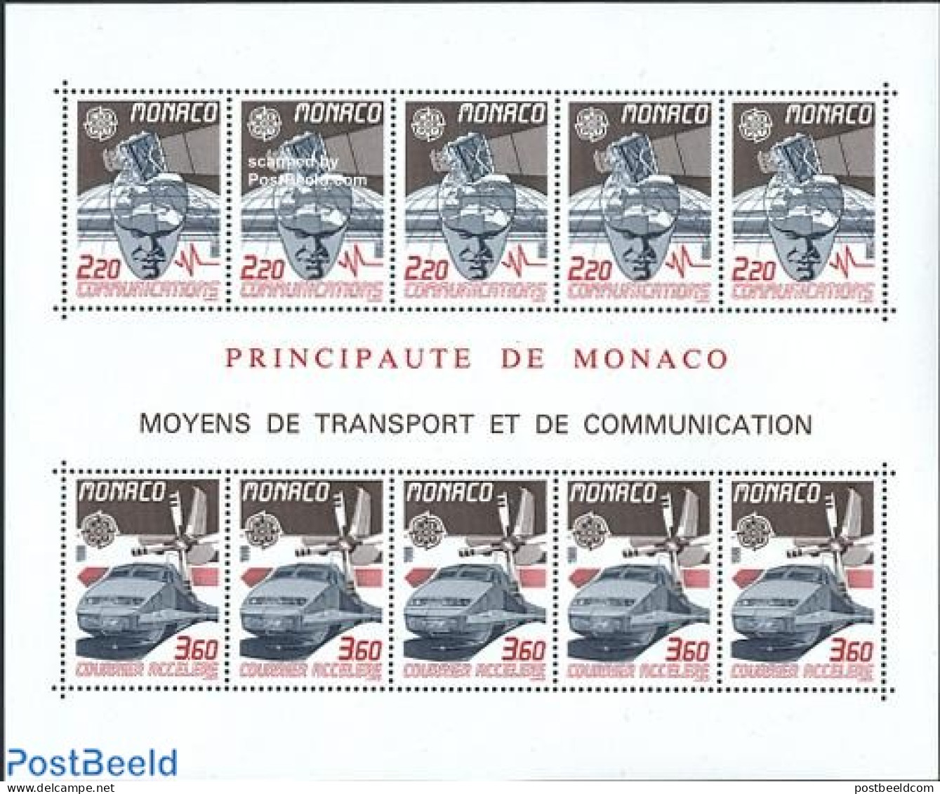 Monaco 1988 Europa, Transport & Communication S/s, Mint NH, History - Science - Transport - Europa (cept) - Telecommun.. - Neufs