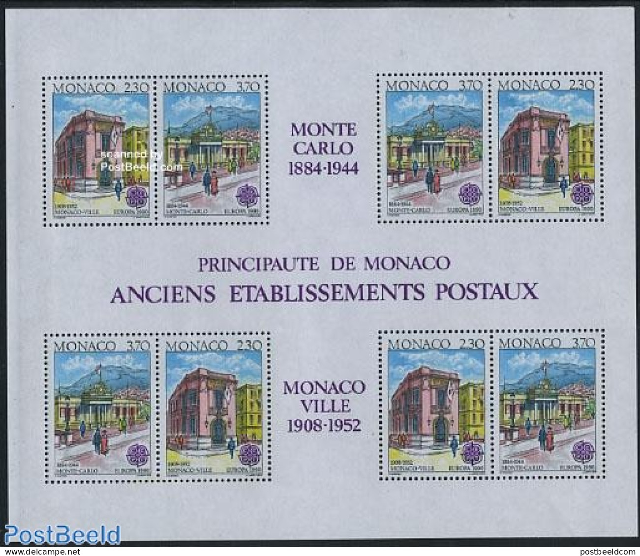 Monaco 1990 Europa, Post Offices S/s, Mint NH, History - Europa (cept) - Post - Unused Stamps
