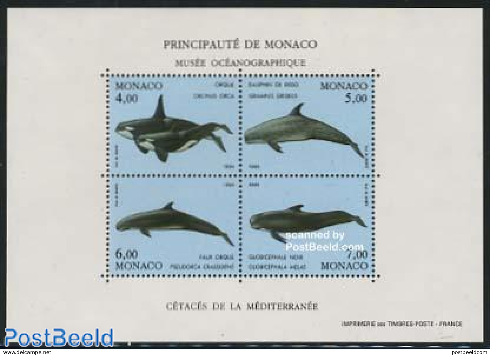 Monaco 1994 Sea Mammals S/s, Mint NH, Nature - Sea Mammals - Ungebraucht