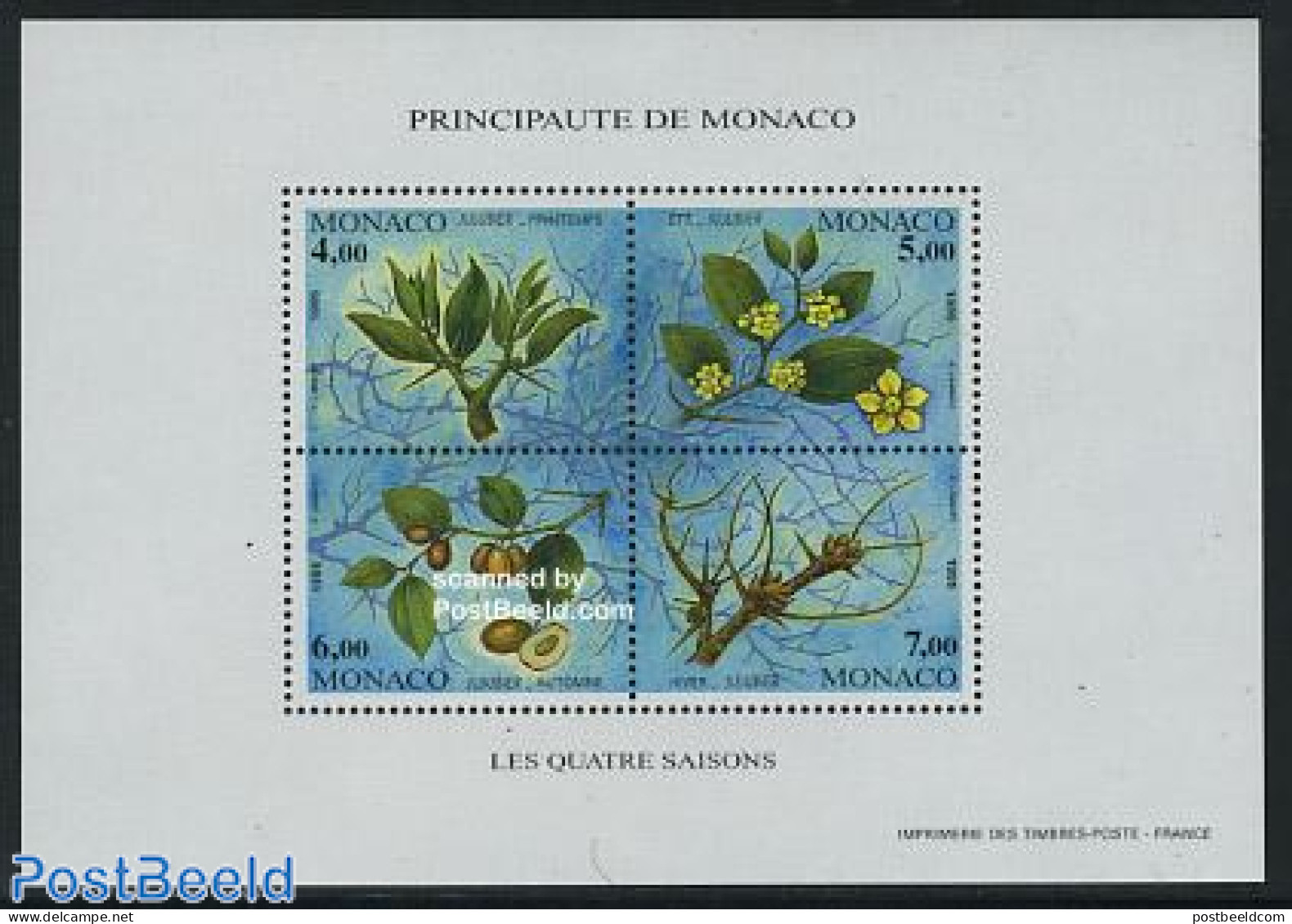 Monaco 1995 Four Seasons S/s, Mint NH, Nature - Trees & Forests - Unused Stamps