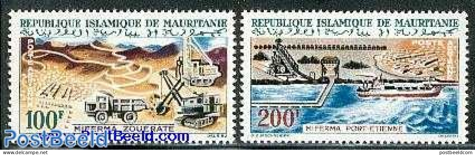 Mauritania 1963 Miferma Mining Ass. 2v, Mint NH, Science - Transport - Mining - Automobiles - Ships And Boats - Coches
