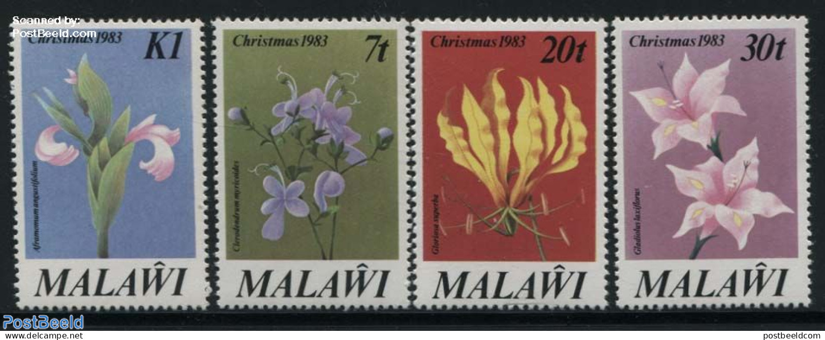 Malawi 1983 Christmas, Flowers 4v, Mint NH, Nature - Religion - Flowers & Plants - Christmas - Weihnachten