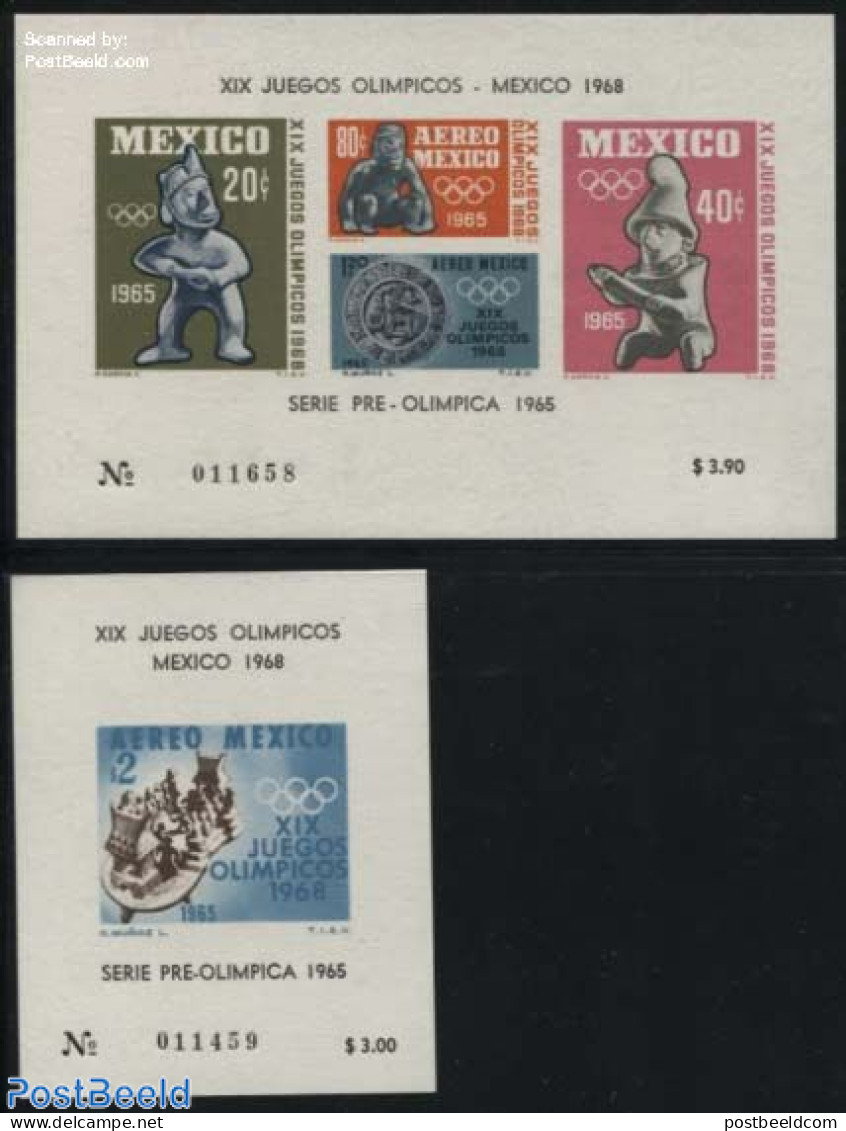 Mexico 1965 Olympic Games 2 S/s, Mint NH, Sport - Olympic Games - Art - Art & Antique Objects - Mexico