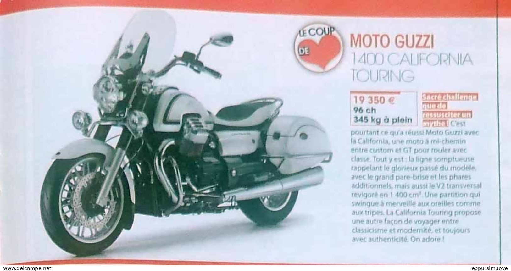 Article Papier MOTO GUZZI 1400 CALIFORNIA Mars 2013 MJFL - Unclassified