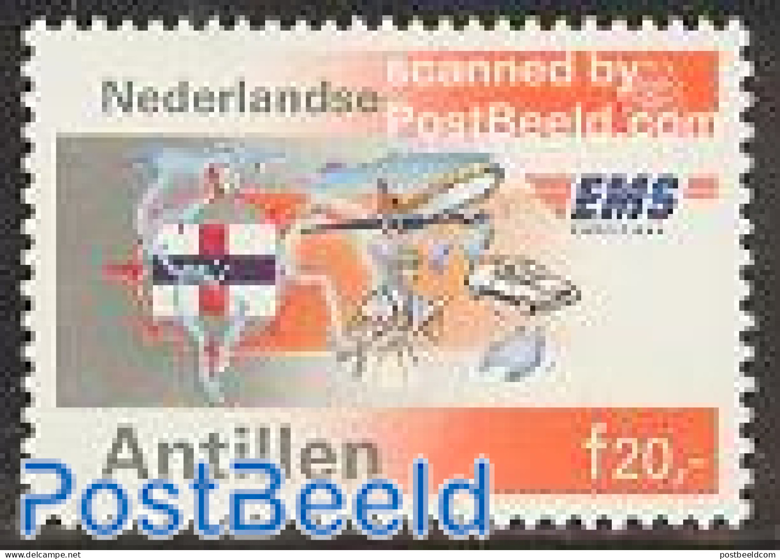 Netherlands Antilles 1990 EXpress Mail Stamp E.M.S. 1v, Mint NH, History - Transport - Flags - Post - Automobiles - Ai.. - Poste