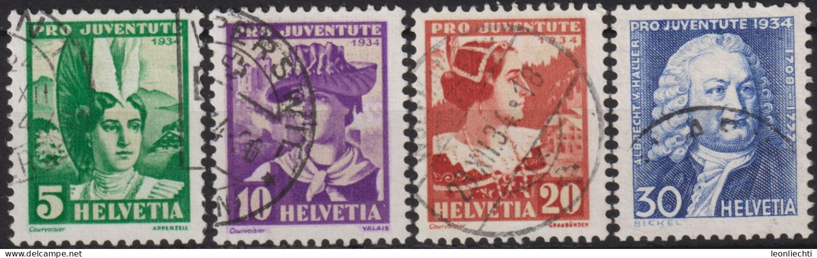 1934 Schweiz / Pro Juventute ° Mi:CH 281-284, Yt:CH 278-281, Zum:CH J69-J72,  Frauenfrachten Und Albrecht Von Haller - Used Stamps