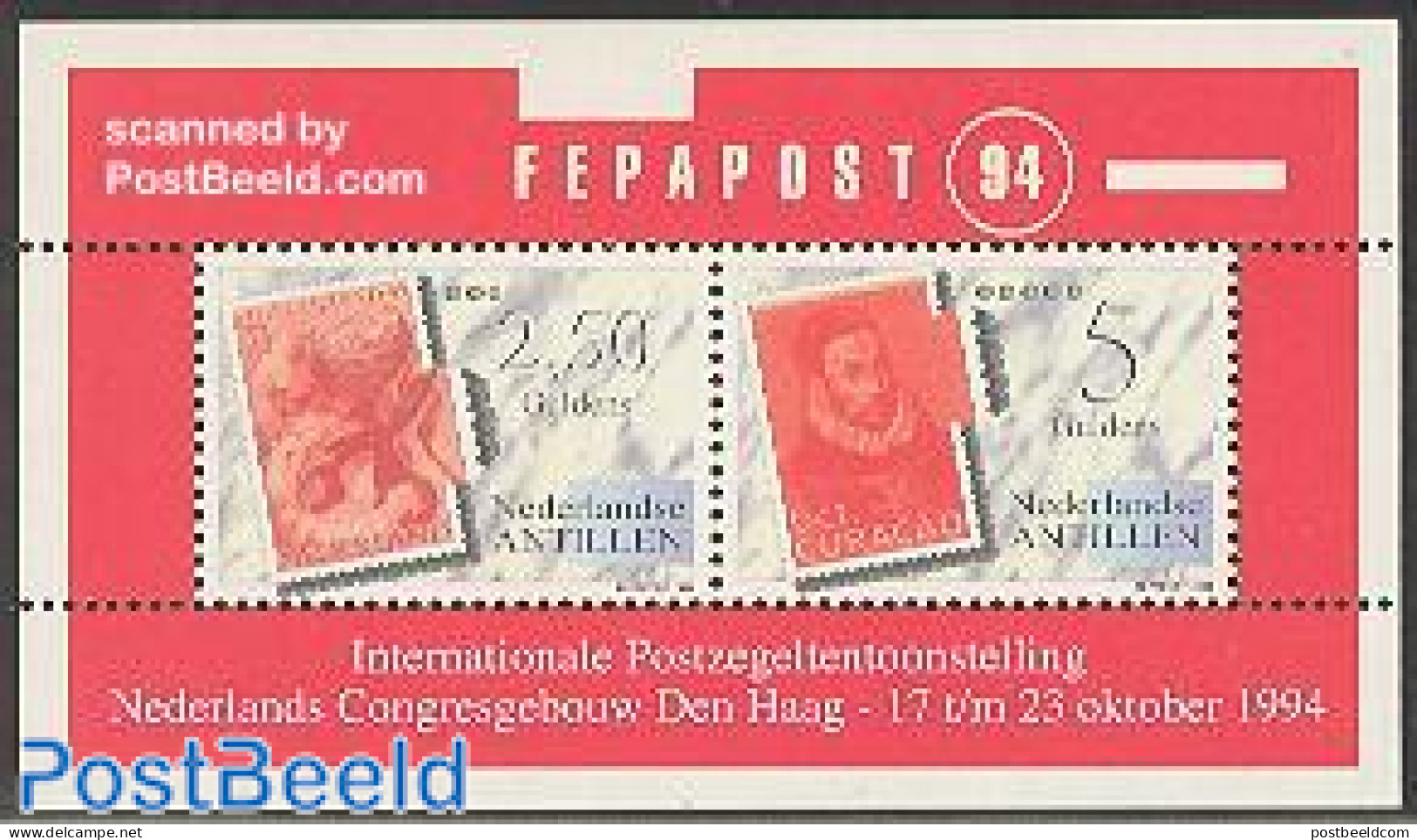 Netherlands Antilles 1994 Fepapost S/s, Mint NH, Philately - Stamps On Stamps - Briefmarken Auf Briefmarken