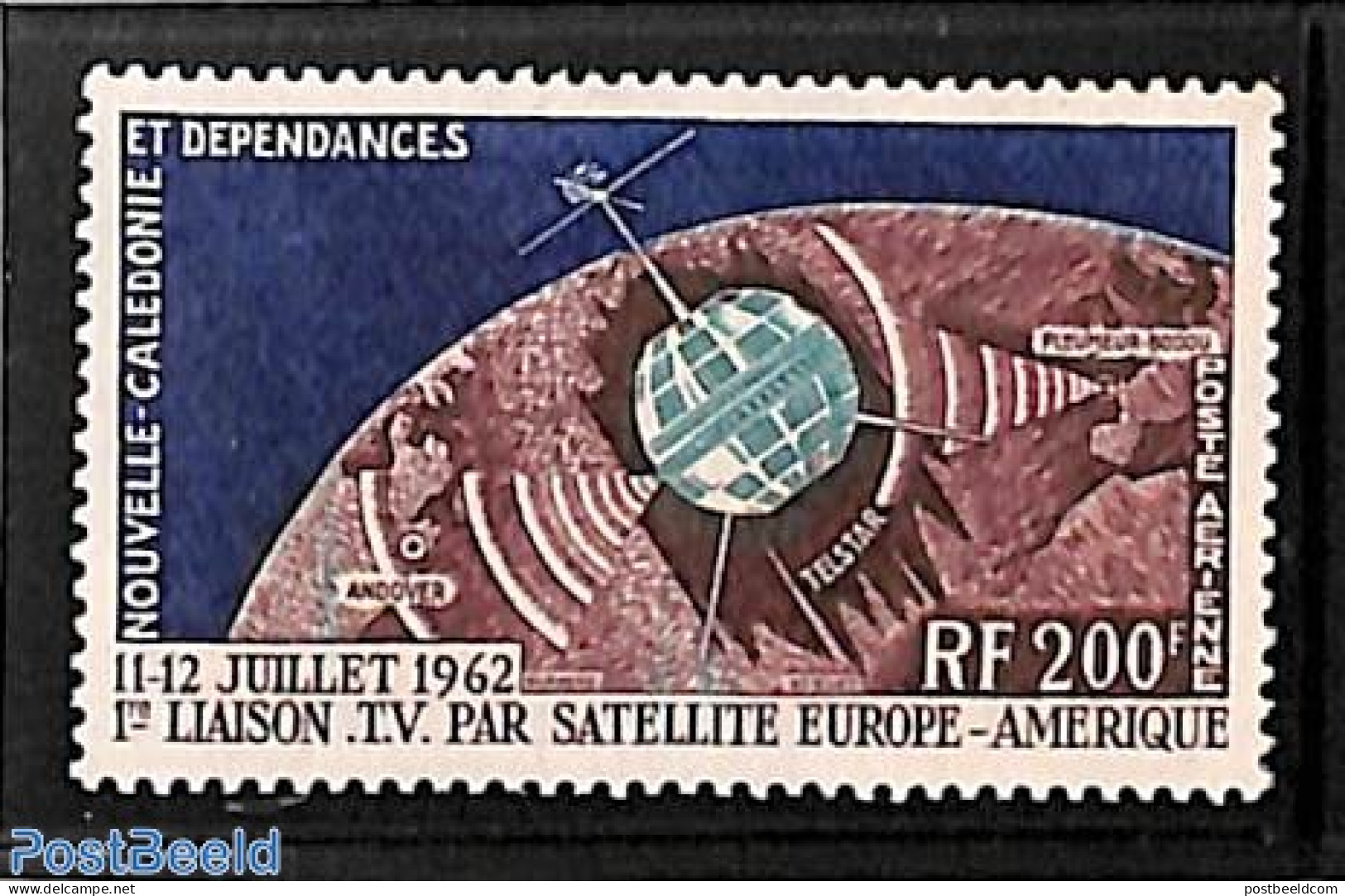 New Caledonia 1962 Telstar Satellite 1v, Mint NH, Science - Transport - Various - Telecommunication - Space Exploratio.. - Neufs