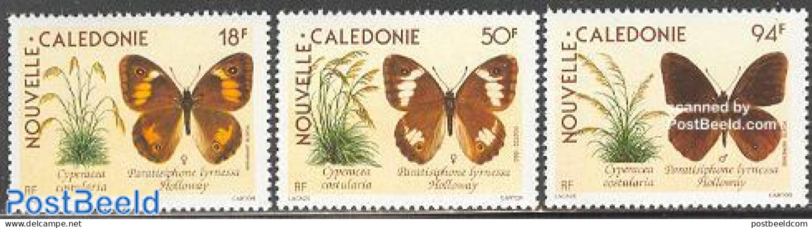 New Caledonia 1990 Butterflies 3v, Mint NH, Nature - Butterflies - Unused Stamps