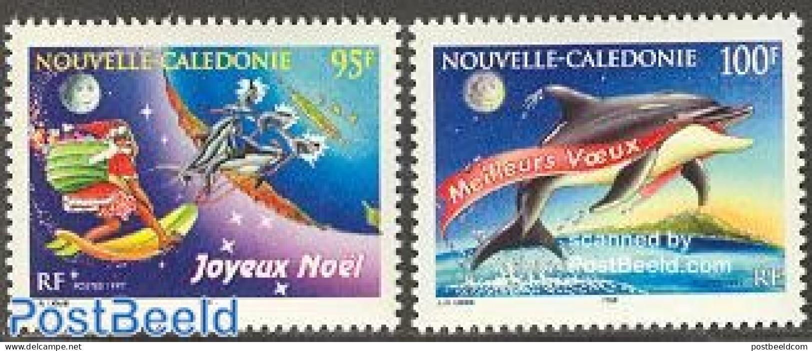 New Caledonia 1997 Christmas 2v, Mint NH, Nature - Religion - Sea Mammals - Christmas - Ungebraucht