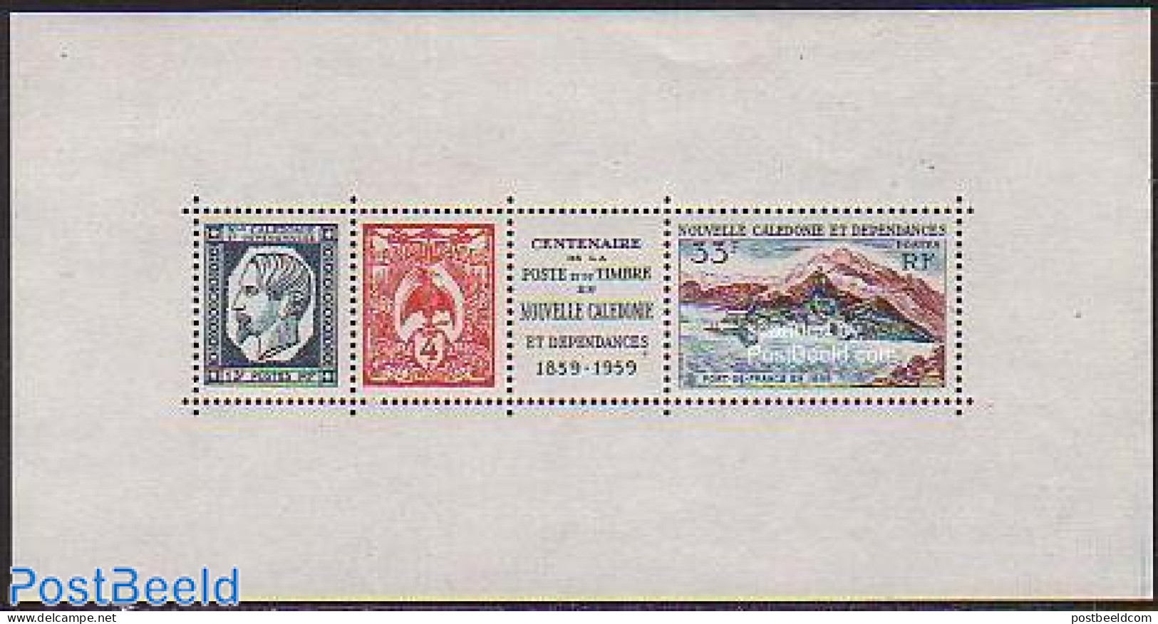 New Caledonia 1960 Stamp Centenary S/s, Mint NH, 100 Years Stamps - Stamps On Stamps - Ungebraucht