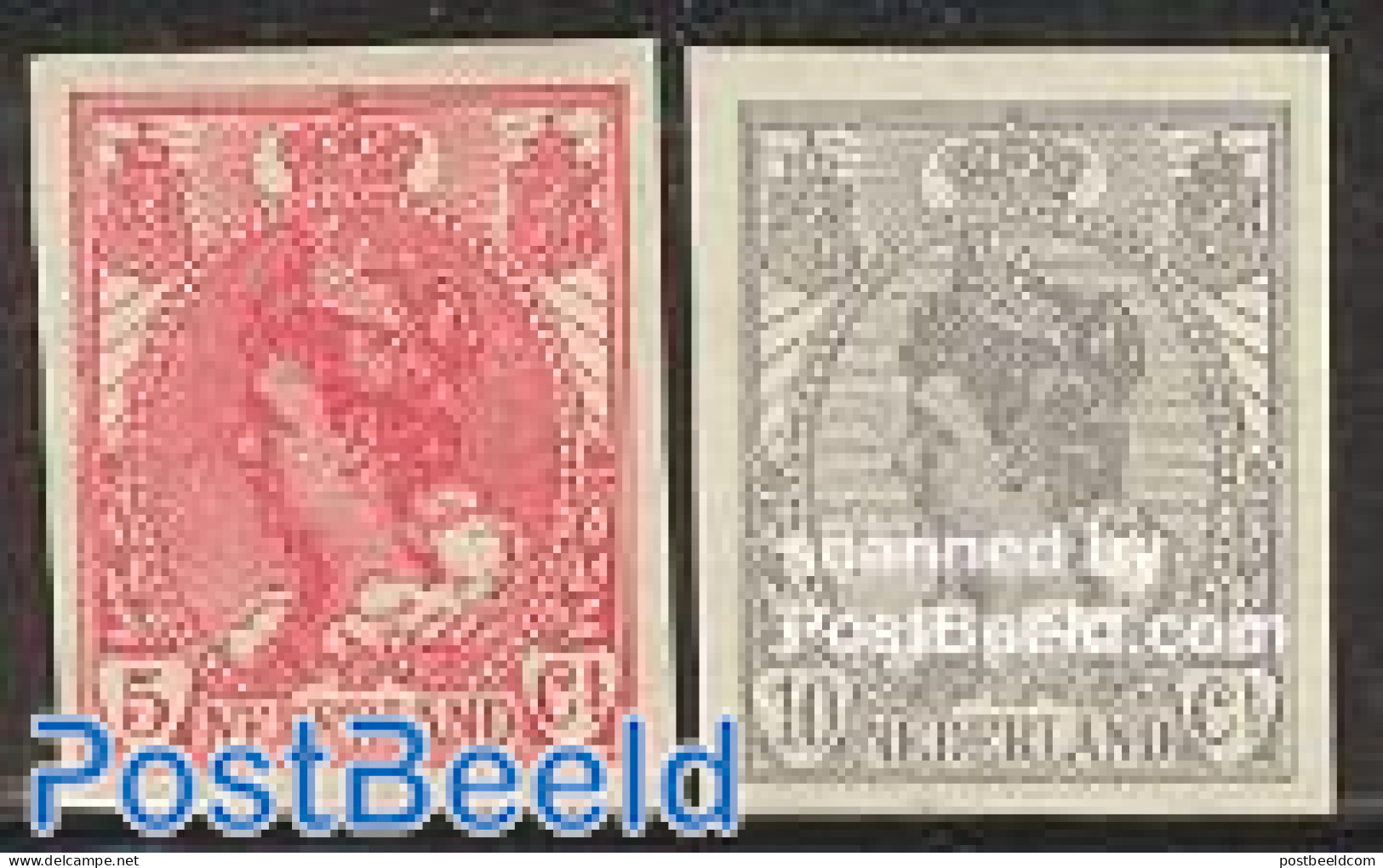 Netherlands 1923 Definitives 2v, Imperforated, Unused (hinged) - Nuevos