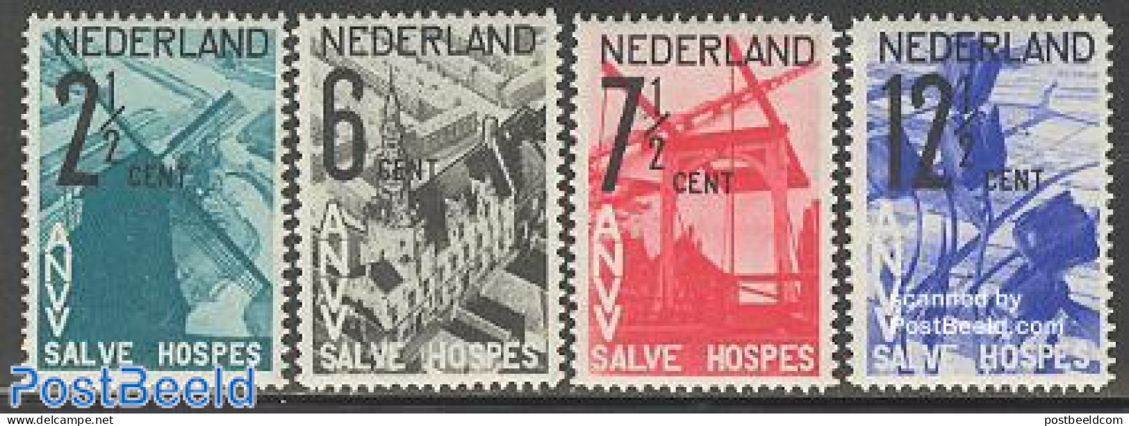 Netherlands 1932 Tourism, ANVV 4v, Unused (hinged), Nature - Various - Flowers & Plants - Mills (Wind & Water) - Touri.. - Ongebruikt