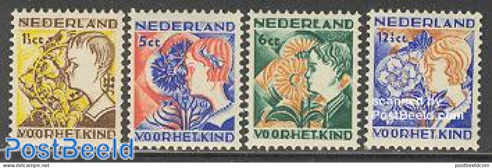 Netherlands 1932 Child Welfare 4v, Unused (hinged), Nature - Flowers & Plants - Nuovi