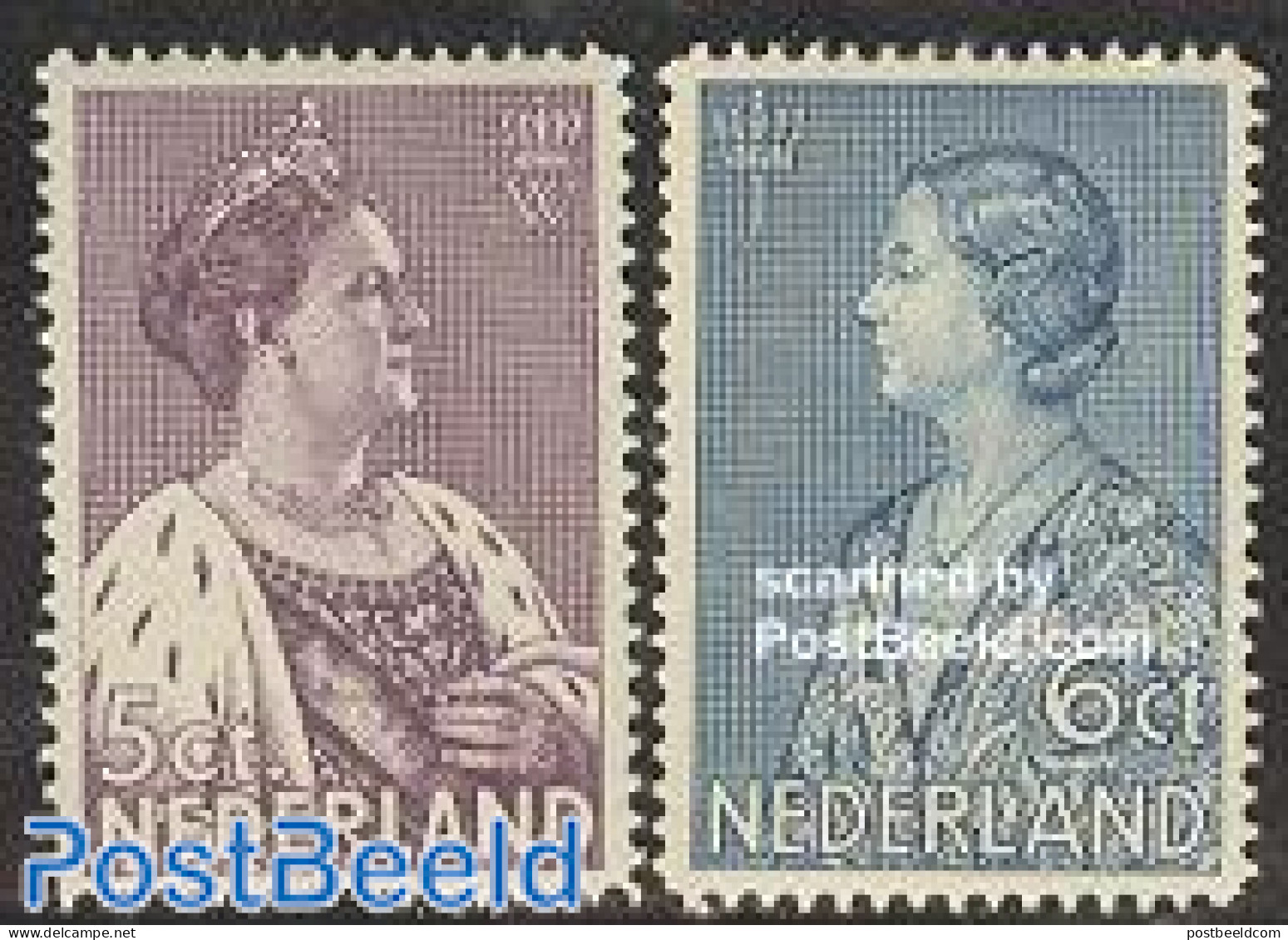 Netherlands 1934 Crisis, Wilhelmina & Juliana 2v, Mint NH, History - Kings & Queens (Royalty) - Neufs